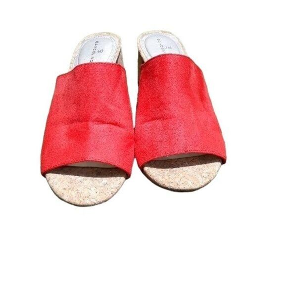 Bandolino Sandals Womens 8.5  BD7Seathra Slide On 2.5"‎ Cork Block Heel Coral - Picture 2 of 8